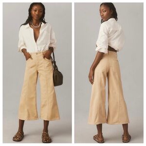 Anthropologie Maeva Delaney Crop Clean Seamed High Rise Wide Leg Jeans